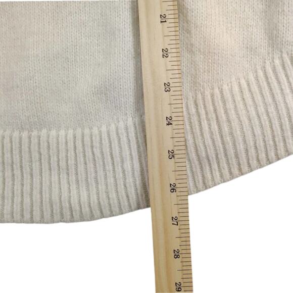 LOFT Women's Fairisle Heart Pullover Knit Crewneck Sweater Cream/Pink Size M - Picture 6 of 8